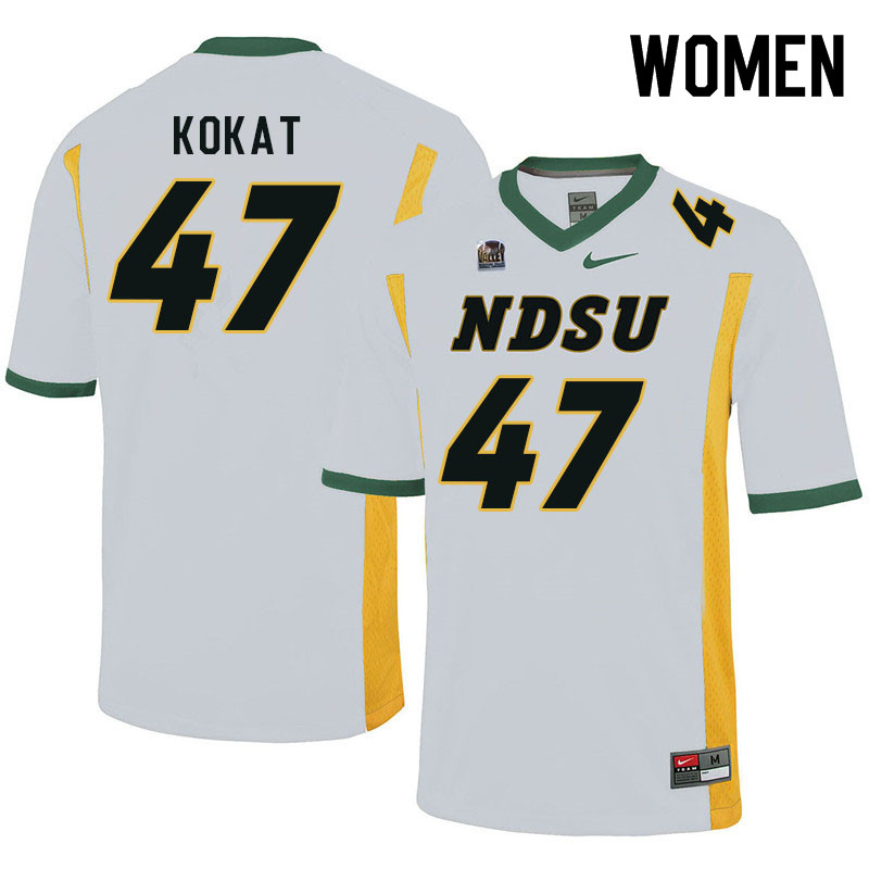 Women #47 Luke Kokat North Dakota State Bison College Football Jerseys Sale-White - Click Image to Close